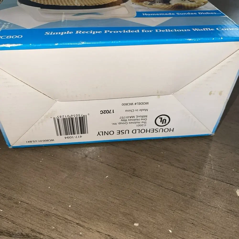 Rival Waffle Cone Maker Model WC800 01 WT White w/ Cone Roller